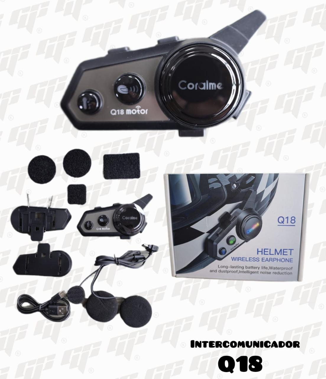 Intercomunicador Q18 para casco con alcance de 1000 metros